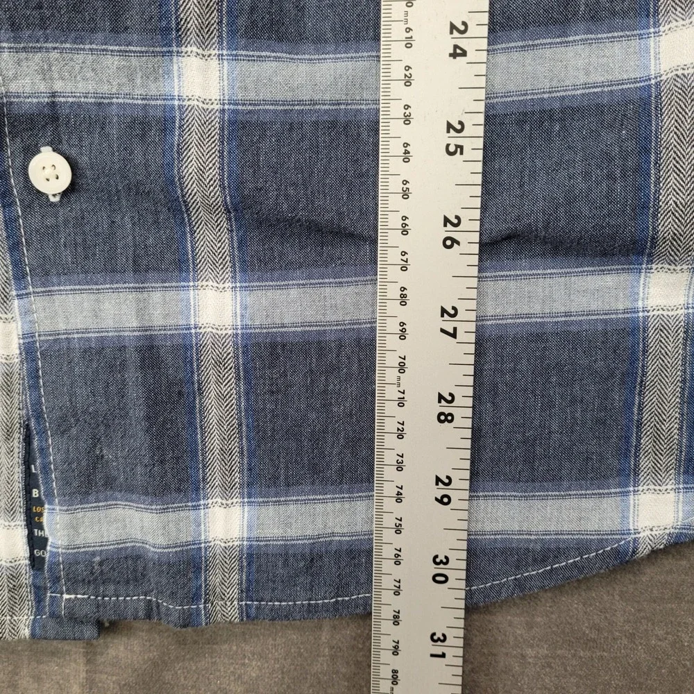 Lucky Brand Mens Medium Blue White Plaid Classic Fit Button Up Shirt Washed Worn